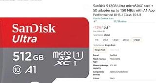 Amazon's SanDisk 512GB microSDXC card for £33.76 at Amazon