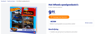 Hot Wheels speelgoedauto's 8 stuks in diverse varianten voor €9,95 bij de Action