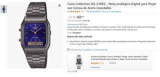 Casio Collection AQ-230EG - Reloj analógico Digital por 40,84€