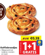 1+1 gratis op Koffiebroodjes bij de Lidl