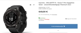 Garmin Fenix 7 Pro Sapphire Solar Edition titanium voor €565,64