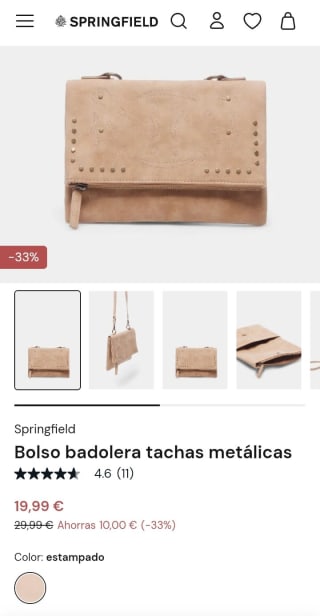 Bolso Bandolera Tachas metálicas por 19,99€.
