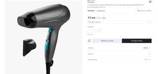 Secador Compacto de Pelo Bamba IoniCare Power&Go. Potencia 2400 W marca Cecotec por 13,43€