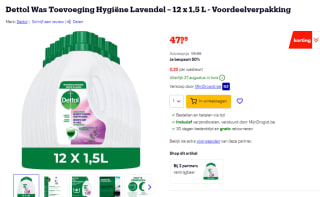 12 x 1,5 L Dettol Was Toevoeging Hygiëne Lavendel voor €47,99 bij Bol