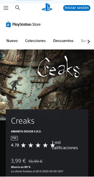 Creaks PlayStation por 3,99€.