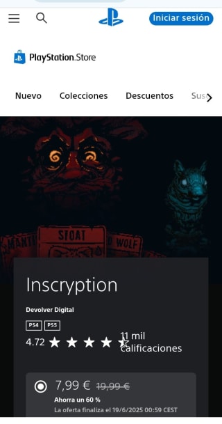 Inscryption PlayStation por 7,99€.