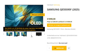 Samsung QE55S95F 55" OLED TV (2025) Made For NL voor €1.698 na cashback via tvspecialisten