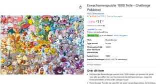 Ravensburger Pokémon puzzel - 1000 stukjes voor €11,17 bij Amazon