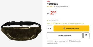 Fluffy donkergroen heuptasje voor €2,50 bij de Hema