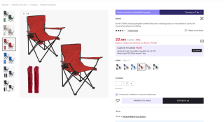 Set de 2 Sillas camping plegable con reposabrazos y bolsa por 22,88€ (Nuevos usuarios 13,72€)€)