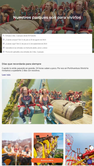 Entrada 2 días, 2 parques desde 50 €/adulto Port aventura