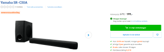 Soundbar YAMAHA SR-C30A Black voor €199 bij Coolblue