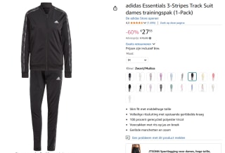 Adidas w 3s tr ts Dames trainingspak voor €27,93 bij Amazon