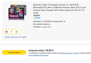 Blackview Tablet 10 Pulgadas Android 14, Tab70 WiFi, 8GB+64GB/2TB, WiFi 6, 6580mAh por 79,99€