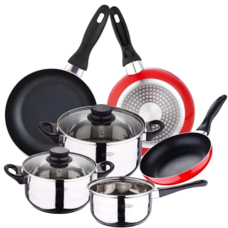 Set San Ignacio Batería de cocina 5 piezas acero inoxidable y set 3 sartenes por 22.74€