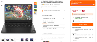 HP OMEN 17-db0005ns AMD Ryzen 9 8945HS/32GB/1TB SSD/RTX 4060/17.3" por 1.229€
