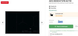 AEG IKE85471FB - Hob2Hood - Inductie kookplaat voor €599 bij Budgetplan