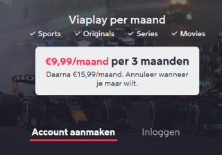 Abonnement 3 maanden Viaplay voor €9,99 per maand
