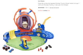 Pista de coches de juguete Monster Trucks Volcán Arena incluye 1 vehículo Monster Trucks y 1 die-cast Hot Wheels por 52.5€