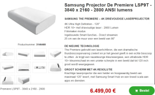 Samsung The Premiere LSP9T projector voor €2222 bij Proshop