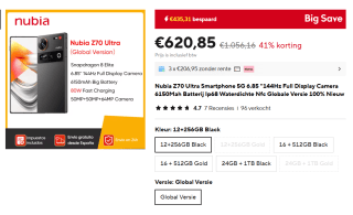 Nubia Z70 Ultra Smartphone 5G 6.85 '' voor €620,37 bij Aliexpress