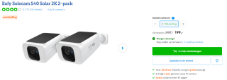 Eufy Solocam S40 Solar 2K (2-pack) draadloze beveiligingscamera voor €199,00 bij Coolblue