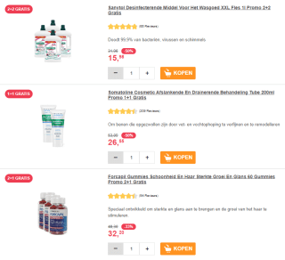 1+1 of 2+1, 2+2, 3+2 of 3+1 gratis op veel artikelen bij Newpharma
