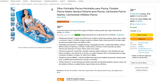 Flotador sillon Hinchable para Piscina por 13,40€