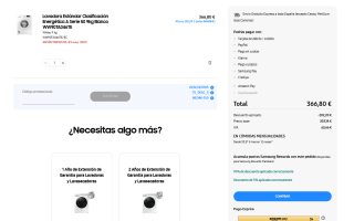 Lavadora Samsung serie 50 9kg WW90TA046TE por solo 366,80€