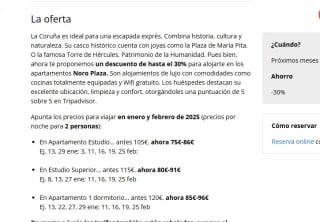 Estancia Apartamentos de lujo con excelentes reseñas en el corazón de A Coruña desde 75€(precio para 2/noche)