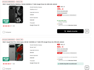 Hasta 100€ descuento + 15% EXTRA en móviles Google Pixel grandes ofertas