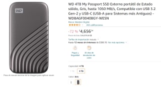 SSD Externo WD 4TB My Passport por $4,657 en Amazon