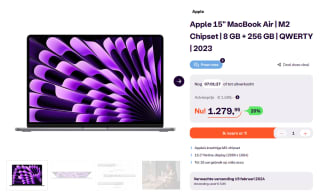 Apple 15" MacBook Air M2 Chipset (8 GB + 256 GB) voor €1279,95