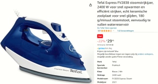 Tefal Stoomstrijkijzer FV2838 Express Steam Keramische strijkzool voor €29,45 bij Amazon