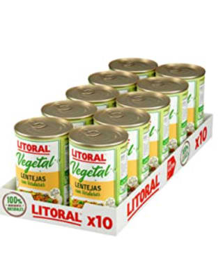 3 Packs de 10 Lentejas con verduras Vegetal Litoral si gluten 425 gr por 37€