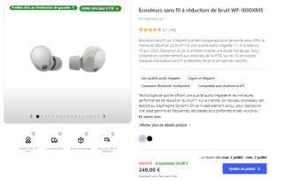 [UNiDAYS] Écouteurs Sony Écouteurs sans fil à réduction de bruit à 249€