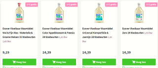 1+1 gratis op Ecover vloeibaar wasmiddel bij Plein