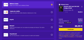 Tarjeta regalo Amazon de 100€ por solo 86,99€