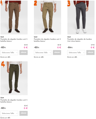 Pantalones, Camisas y Polos para hombre por 6€