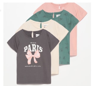 Pack de 4 camisetas combinadas de manga corta para Peques por 4.9€