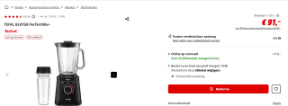 Tefal Perfectmix+ high speed blender met to-go beker voor€61 na cashback bij de Mediamarkt