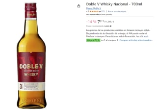 2 Botellas de Doble V Whisky Nacional - 700ml por 10.07€