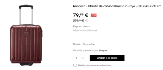Maleta de cabina Roncato Kinetic 2 de 36 x 45 x 20 cm por 79.99€