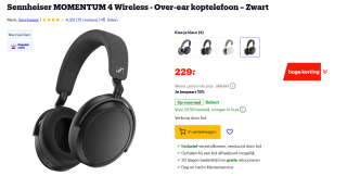 Sennheiser Momentum 4 Wireless Zwart voor €229 bij Bol