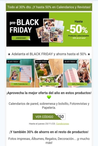 -50% en Calendarios, Revistas y Papelería desde Fotoprix.