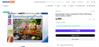 Puzzle marca Ravensburger Composición Floral, de 500 piezas por 2,99€