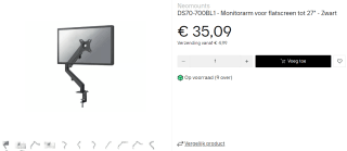 Neomounts DS70-700BL1 monitorarm tot 27" voor €35,09 bij Dustin Home