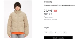 Chaqueta para Mujer Volcom CORD'N PUFF por 79€