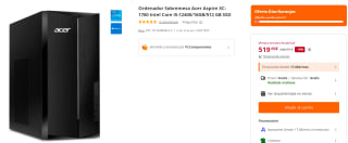 Ordenador Acer Aspire XC-1760 Intel Core i5-12400/16GB/512 GB SSD por 519€