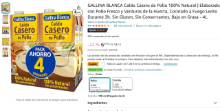 Pack 4 unidades Gallina Blanca Caldo Casero de Pollo por 4,91€